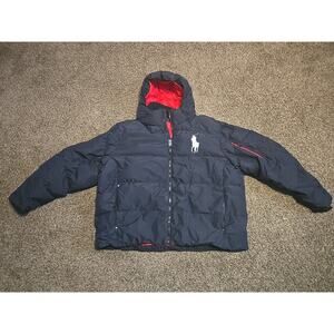 Polo Ralph Lauren Big & Tall Black White Big Pony Down Puffer Jacket. Size 4x